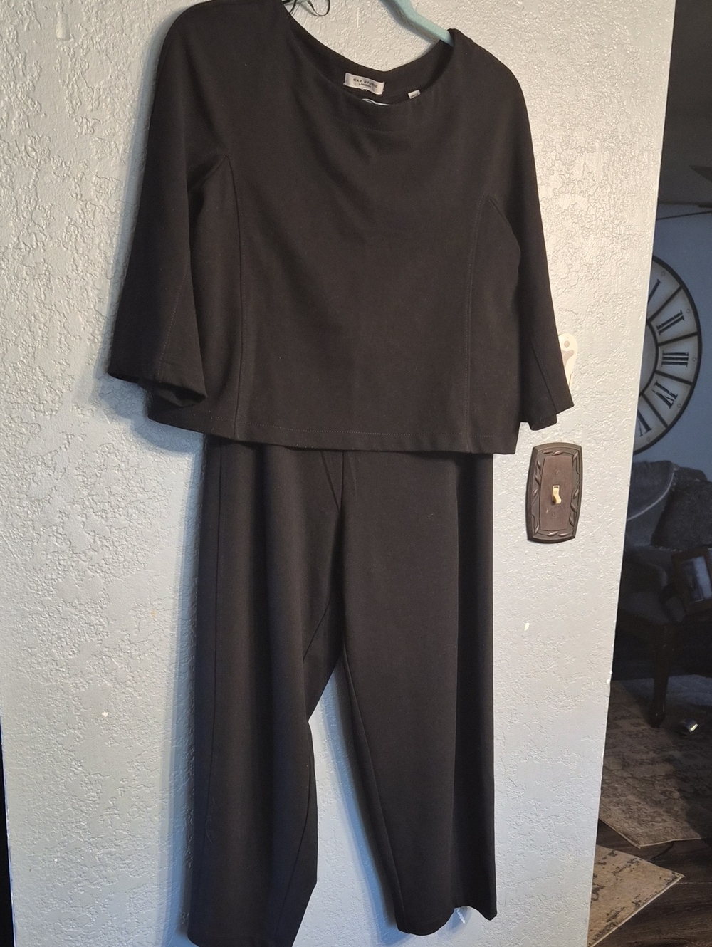 Max Studio Black Two-Piece Wide-Leg Pantsuit